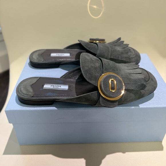 Prada Gray Suede Mule - Picture 3 of 11